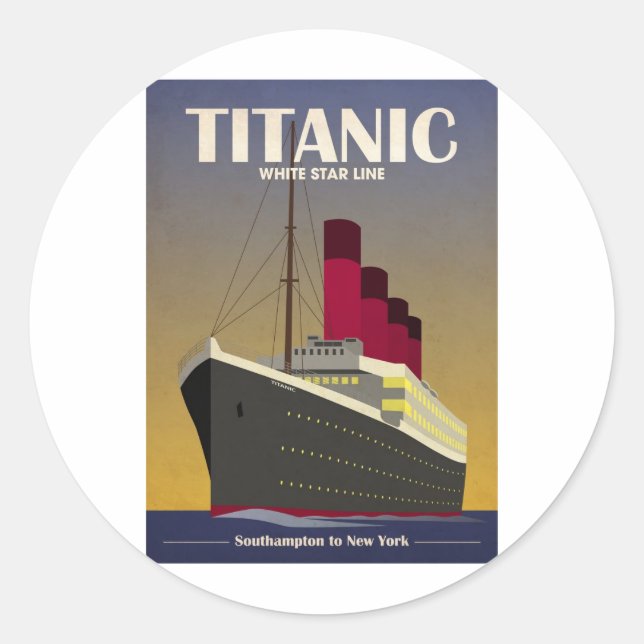 Titanic Ocean Liner Art Deco Print Runder Aufkleber (Vorderseite)