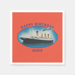 Titanic Orange Birthday Ship Serviette
