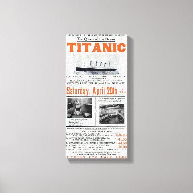 Titanic Queen of the Ocean - White Star Line Leinwanddruck (Vorderseite)