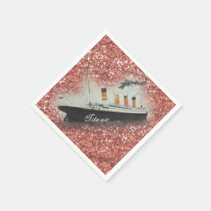 Titanic Rose Gold Glitzer White Star Line Schiff Serviette