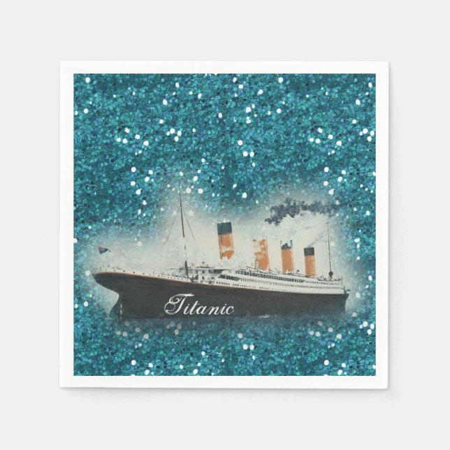 Titanic Sapphire Glitzer White Star Line Schiff Serviette (Vorderseite)