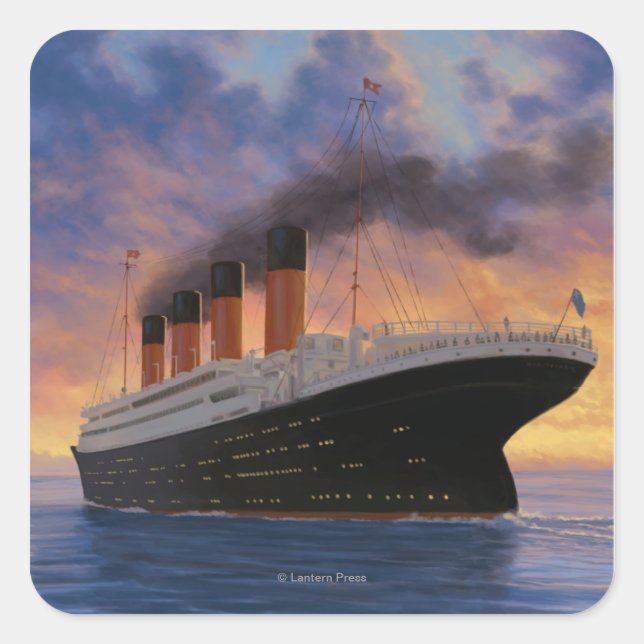 Titanic SceneWhite Star Line Quadratischer Aufkleber (Vorderseite)