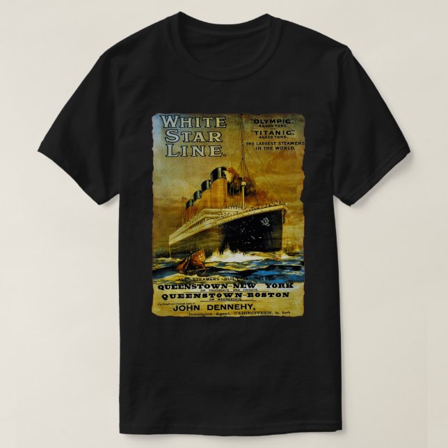 Titanic Segelschiff Kreuzfahrt Vintage Poster T-Shirt (Design vorne)