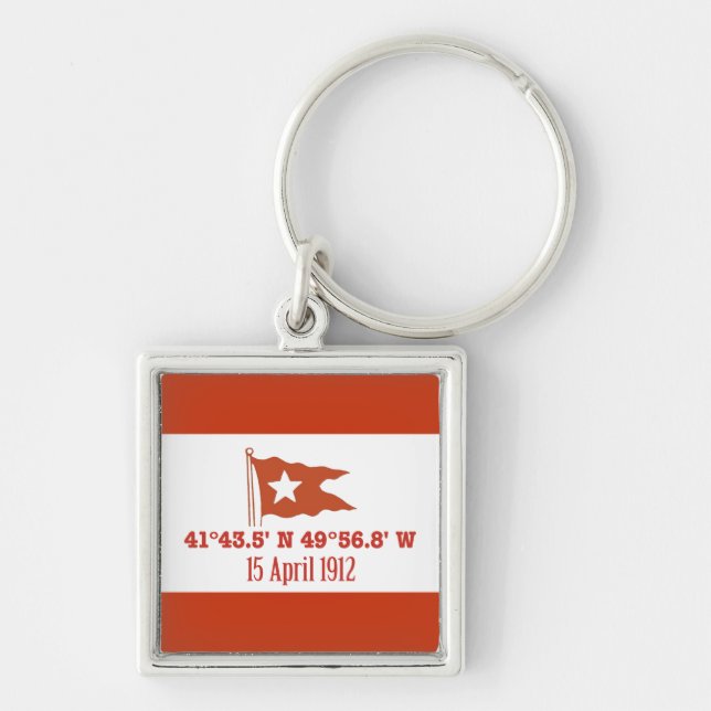 Titanic Sinking GPS-Koordinaten und White Star-Fla Schlüsselanhänger (Vorne)