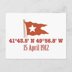 Titanic Sinking GPS Koordinaten & White Star Flag Postkarte