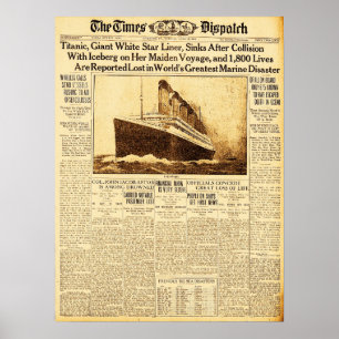 Titanic Sinks nach Zusammenstoß mit Iceberg 1912 Poster