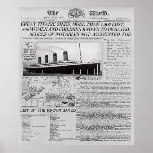 TITANIC SINKS - Startseite News Worldwide 1912 Poster