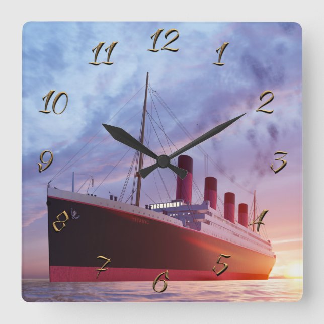 Titanic Square Wall Clock Quadratische Wanduhr (Vorderseite)
