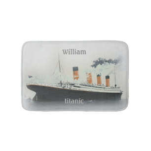 Titanic Vintag Iceberg Gray White Star Line Schiff Badematte