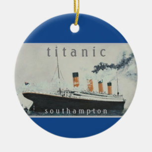 TITANIC Vintage Blaues White Star Line Schiff Keramik Ornament