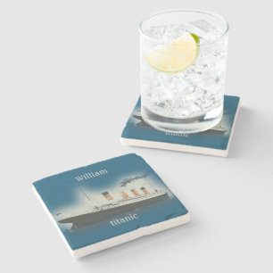 Titanic Vintage Dunkelblaues Meer White Star Line Steinuntersetzer