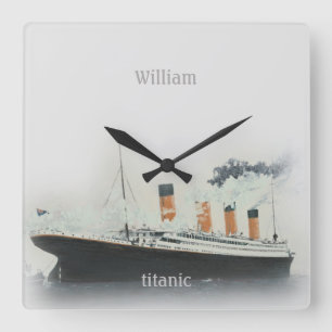 Titanic Vintage Eisberg Grau White Star Line Schif Quadratische Wanduhr