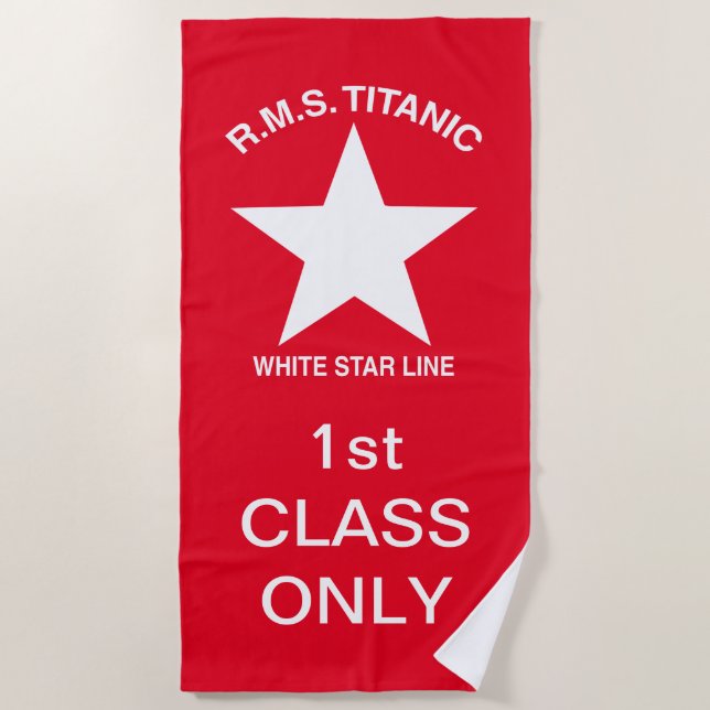Titanic, White Star Line, 1. Klasse Passagier Strandtuch (Vorderseite)