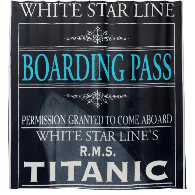 Titanic White Star Line Boarding Pass Dark Duschvorhang (Vorderseite)