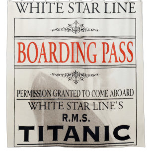 Titanic White Star Line Bordkarte Duschvorhang