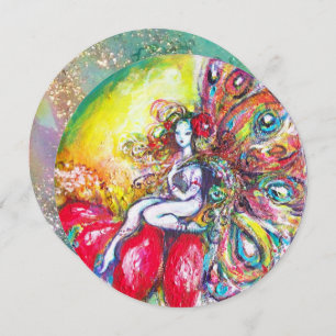 TITANIEN UND ROTE BLUME, grüne Aquamarine blaue Gl Einladung