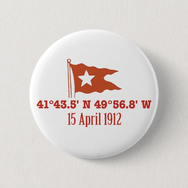 Titanische sinkende GPSkoordinaten-u. Button (Vorderseite)