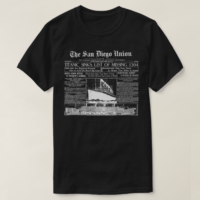 TITANISCHE Zeitung 1912 T-Shirt (Design vorne)