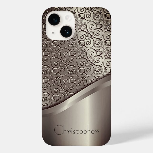 Titanium poliertes Gold Radial Metallic iPhone 15 Case-Mate iPhone Hülle (Rückseite)