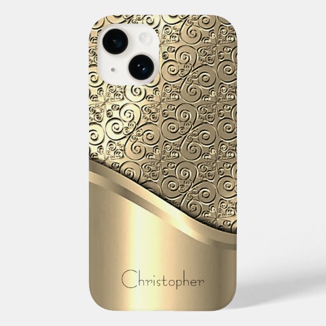 Titanium poliertes Gold Radial Metallic iPhone 15 Case-Mate iPhone Hülle (Rückseite)