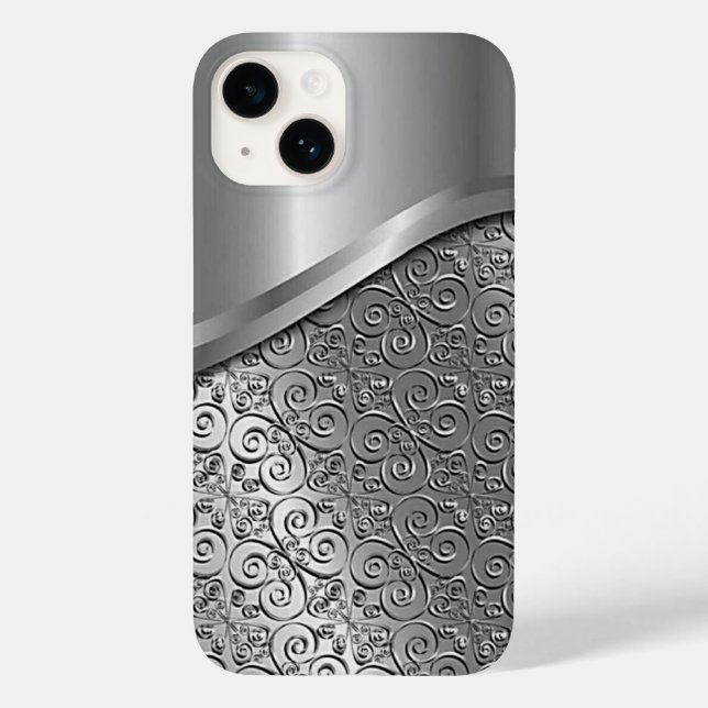Titanium Silver Stainless Steel Print iPhone 15 Case-Mate iPhone Hülle (Rückseite)