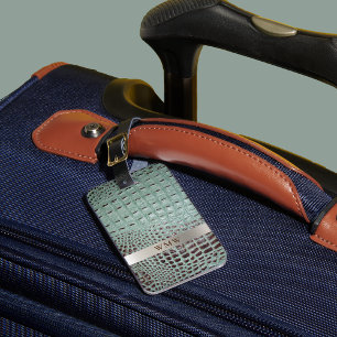 Titanmetall-Monogramm aus aquamarinem braunem Lede Gepäckanhänger