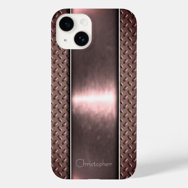 Titanpoliertes Bronze-Radial-Metallic-iPhone 15 Case-Mate iPhone Hülle (Rückseite)