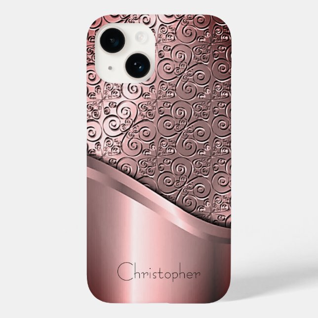 Titanpoliertes Bronze-Radial-Metallic-iPhone 15 Case-Mate iPhone Hülle (Rückseite)