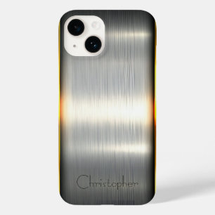 Titanpoliertes Silber Radial Metallic iPhone 15 Case-Mate iPhone 14 Hülle