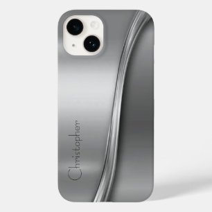 Titanpoliertes Silber Radial Metallic iPhone 15 Case-Mate iPhone 14 Hülle
