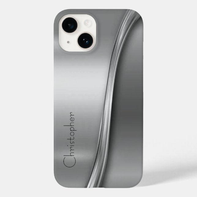 Titanpoliertes Silber Radial Metallic iPhone 15 Case-Mate iPhone Hülle (Rückseite)