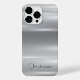 Titansilber, rostfreier Stahl iPhone 14 Pro Max Hülle