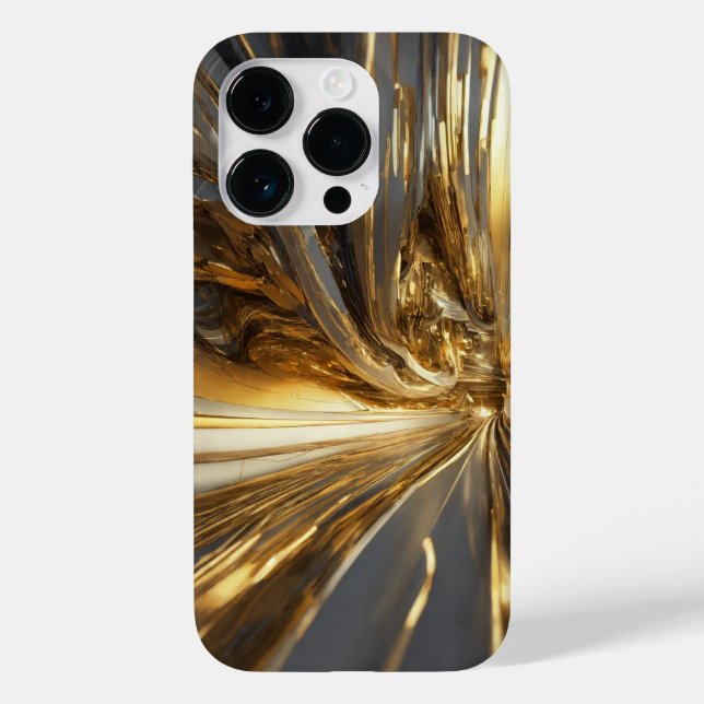 Titansilber und Gold Edelstahl-Druck Case-Mate iPhone Hülle (Rückseite)