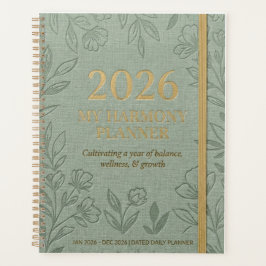 Titel: 2026 My Harmony Tagesplaner | Sage Floral Planer
