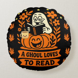 Titel: A Ghoul Lieben to Read Bookworm Halloween G Rundes Kissen
