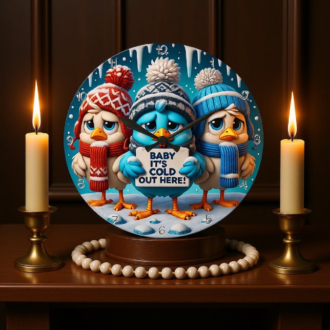 Titel: "Baby, es ist hier draußen kalt Große Wanduhr (Von Creator hochgeladen)