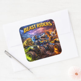Titel Bestien-Reiter-Truppe Sechserpack Premium-Mo Quadratischer Aufkleber