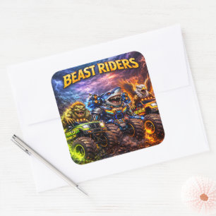 Titel Bestien-Reiter-Truppe Sechserpack Premium-Mo Quadratischer Aufkleber