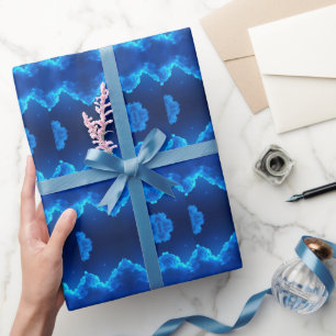 **Titel:** Blauwolke Weißer Glanz Träumerischer Hi Geschenkpapier