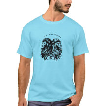 Titel: Blue T - Shirt mit Twin Lions und "Roar wit
