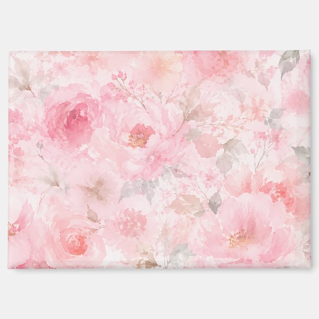 Titel  Blush Bloom Wasserfarbe Floral Magnet (Vorderseite)