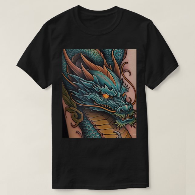 Titel: Bold Dragon Graphic Men's Black T - Shirt D (Design vorne)