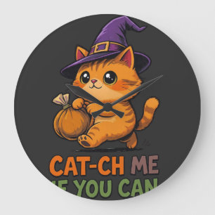 Titel Cat-Ch Me Wenn Du Kannst – Lustige Halloween Große Wanduhr