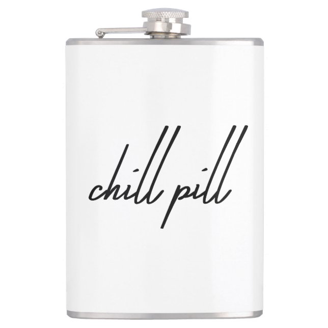 Titel: "Chill Pill - Drink, Relax, Repeat Flask" Flachmann (Vorderseite)