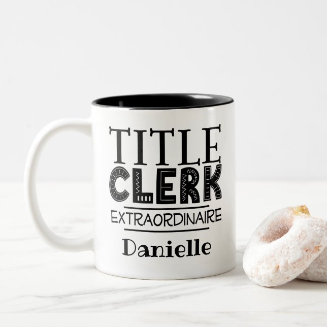 Titel Clerk Personalisiert Zweifarbige Tasse (Mit Donut)
