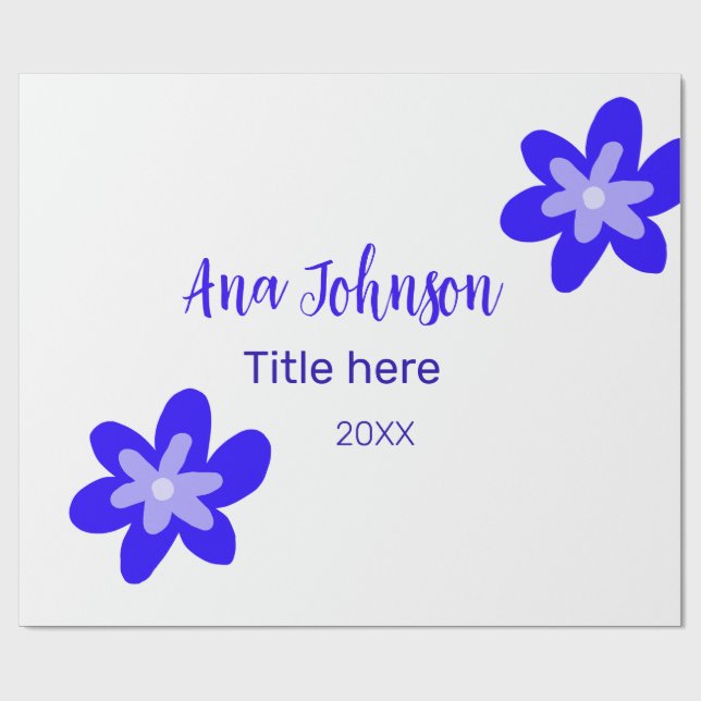 Titel des Doodle-Namens "Blaue Blume" Jahr 20XX Geschenkpapier (Flach)