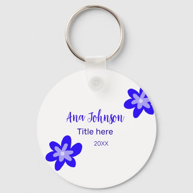 Titel des Doodle-Namens "Blaue Blume" Jahr 20XX Schlüsselanhänger (Vorderseite)