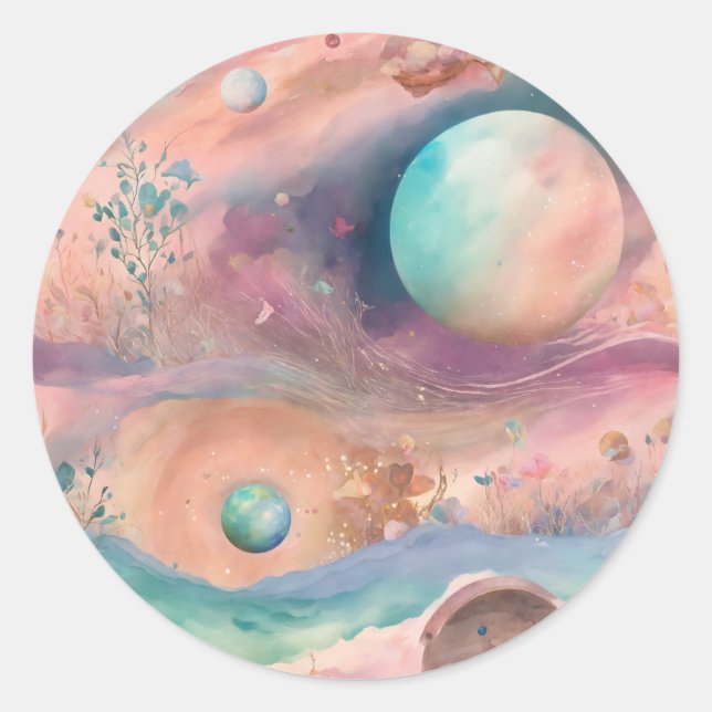 Titel: Dreamy Mist Pastel Journals: Shabby Chic Kr Runder Aufkleber (Vorderseite)