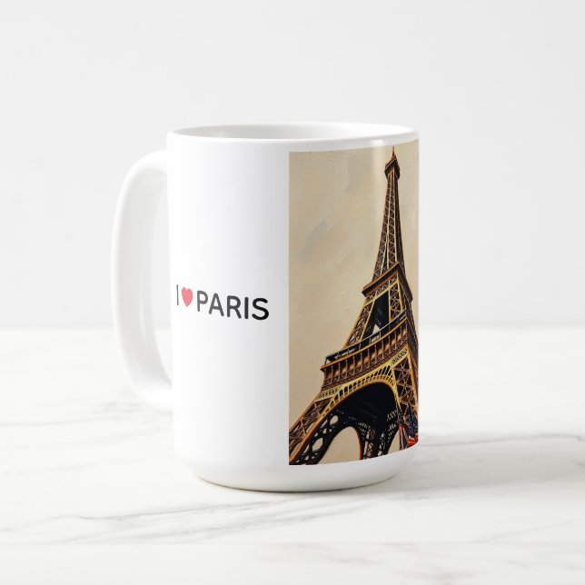 Titel: Elegantes Eiffelturm-Silhouette Kaffeetasse (Vorderseite Links)
