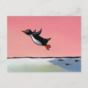 Titel: Ewige Optimistin - ehrgeizige Pinguinkunst Postkarte